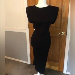 LnA Black Knit Ribbed Cutout Dress